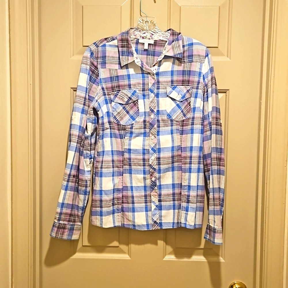 Purple plaid shirt